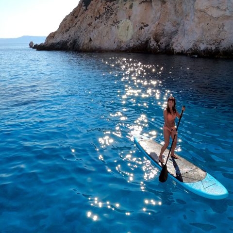 Stand-Up Paddling (SUP) is available if you come on our Round of Milos and Poliegos catamaran cruise