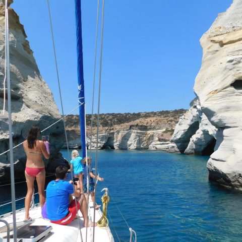 A family exploring Kleftiko