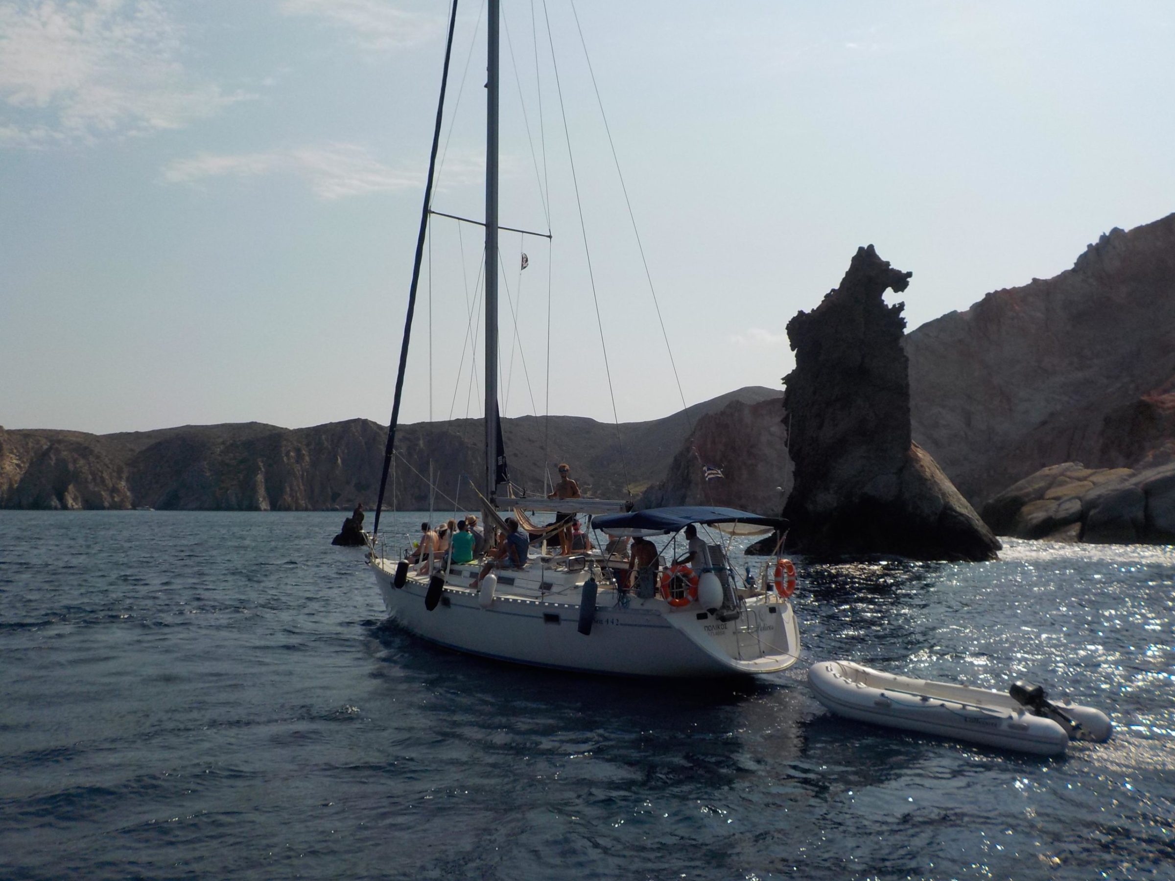 Passing by Arkoudes during our sailing cruise in Milos