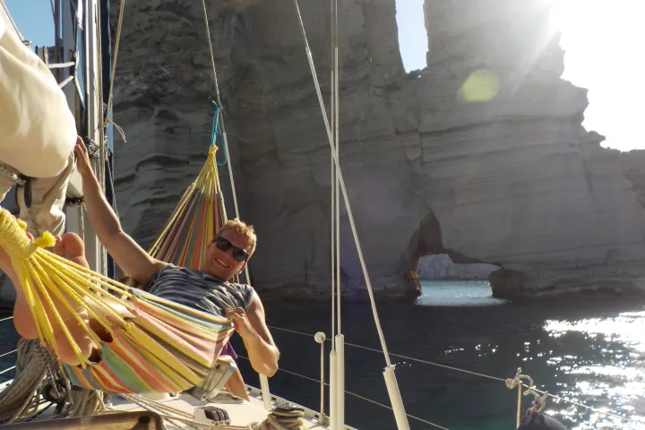 Enjoying the hammock in Kleftiko