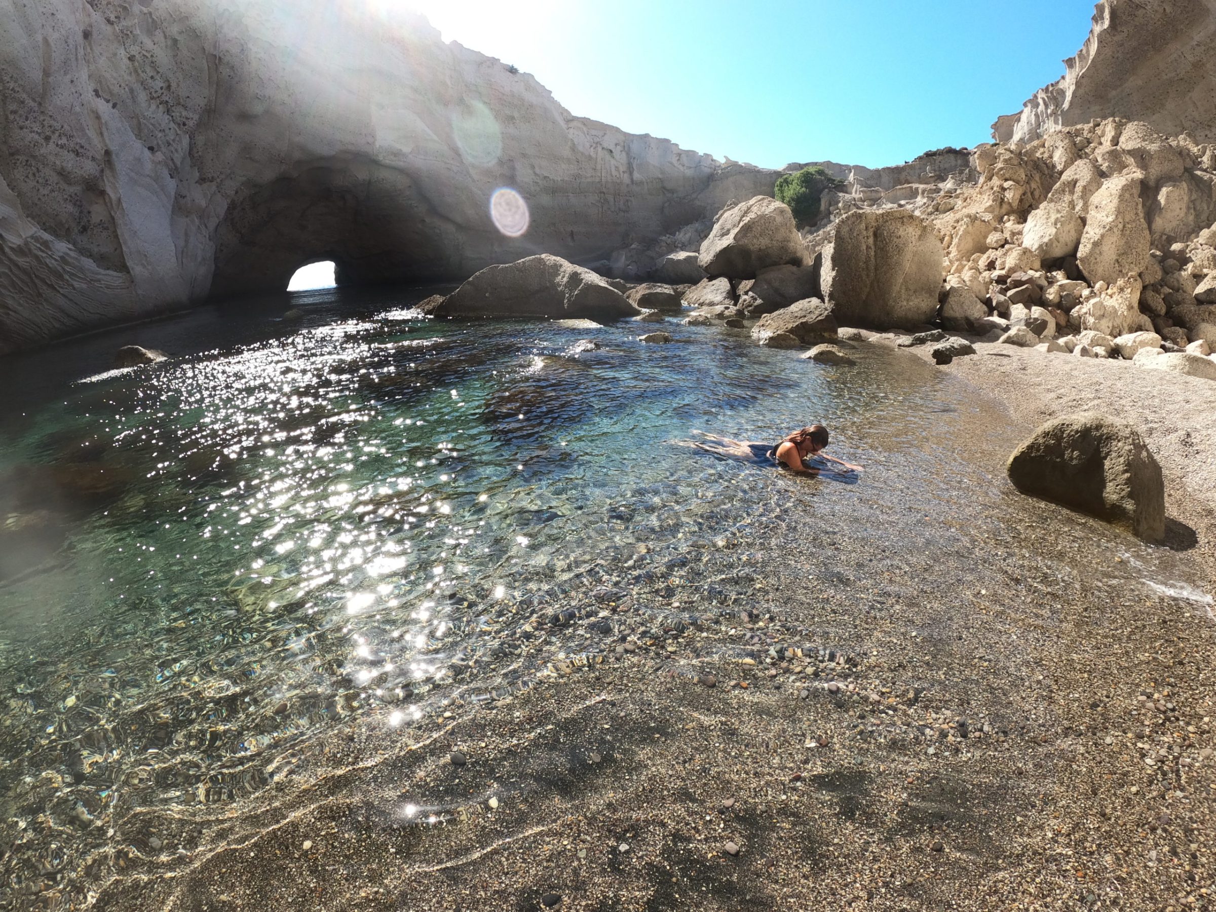Swimming inside the cave of Sykia