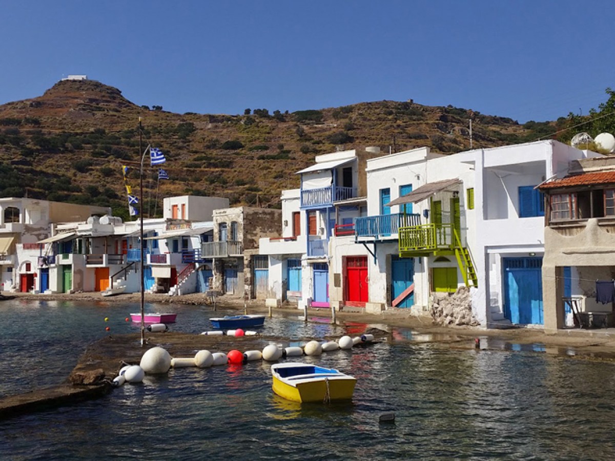 Passing by Klima during our sailing cruise in Milos