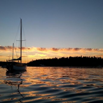 Anchored in a bay enjoying the sunset