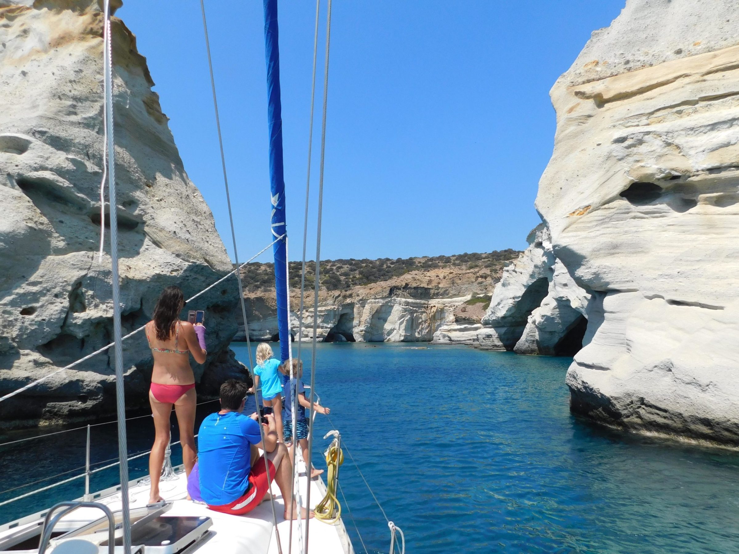 A family exploring Kleftiko
