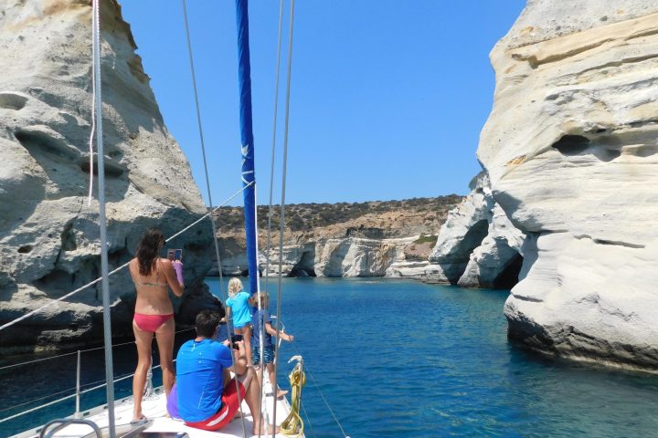 A family exploring Kleftiko