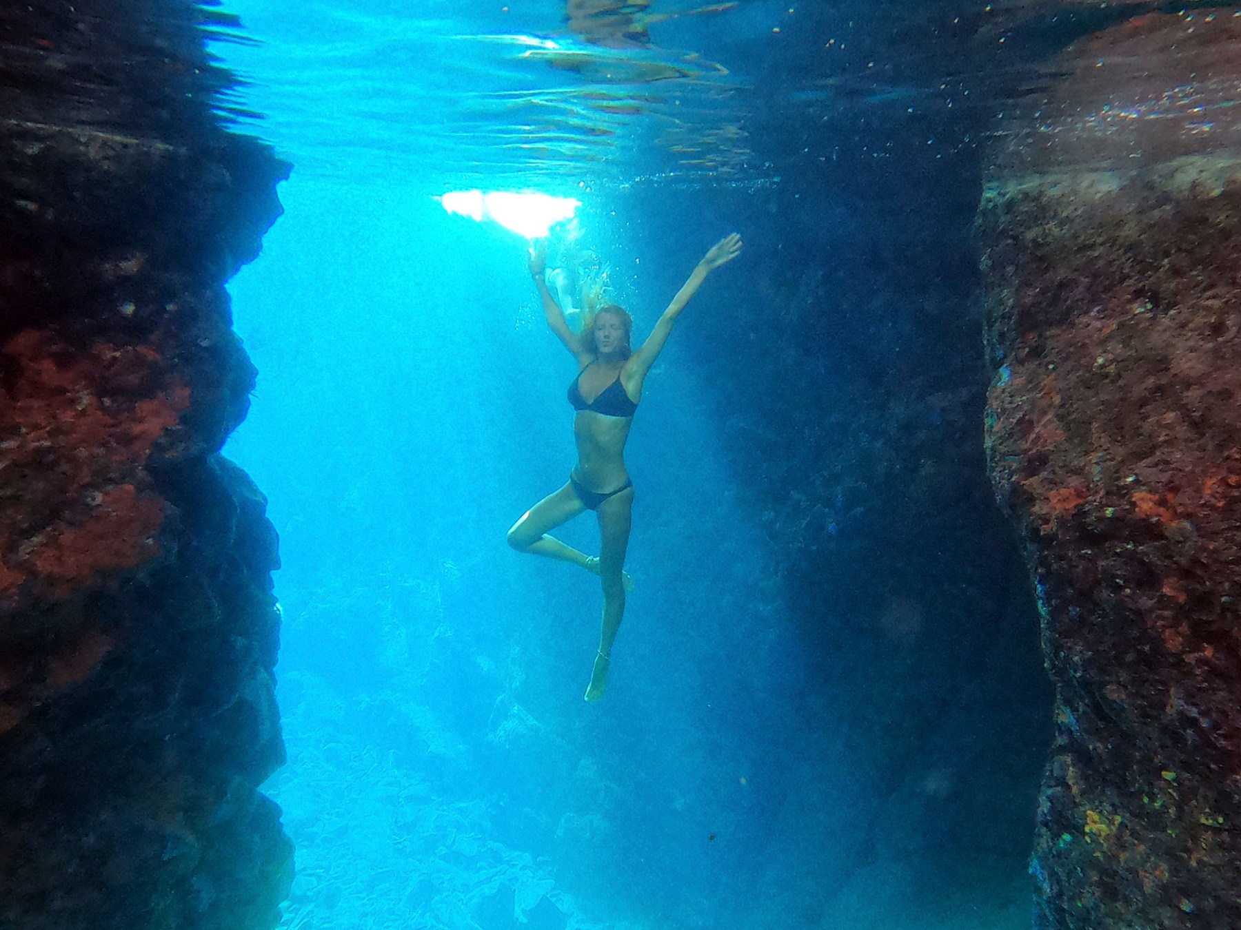 a man swimming in the water