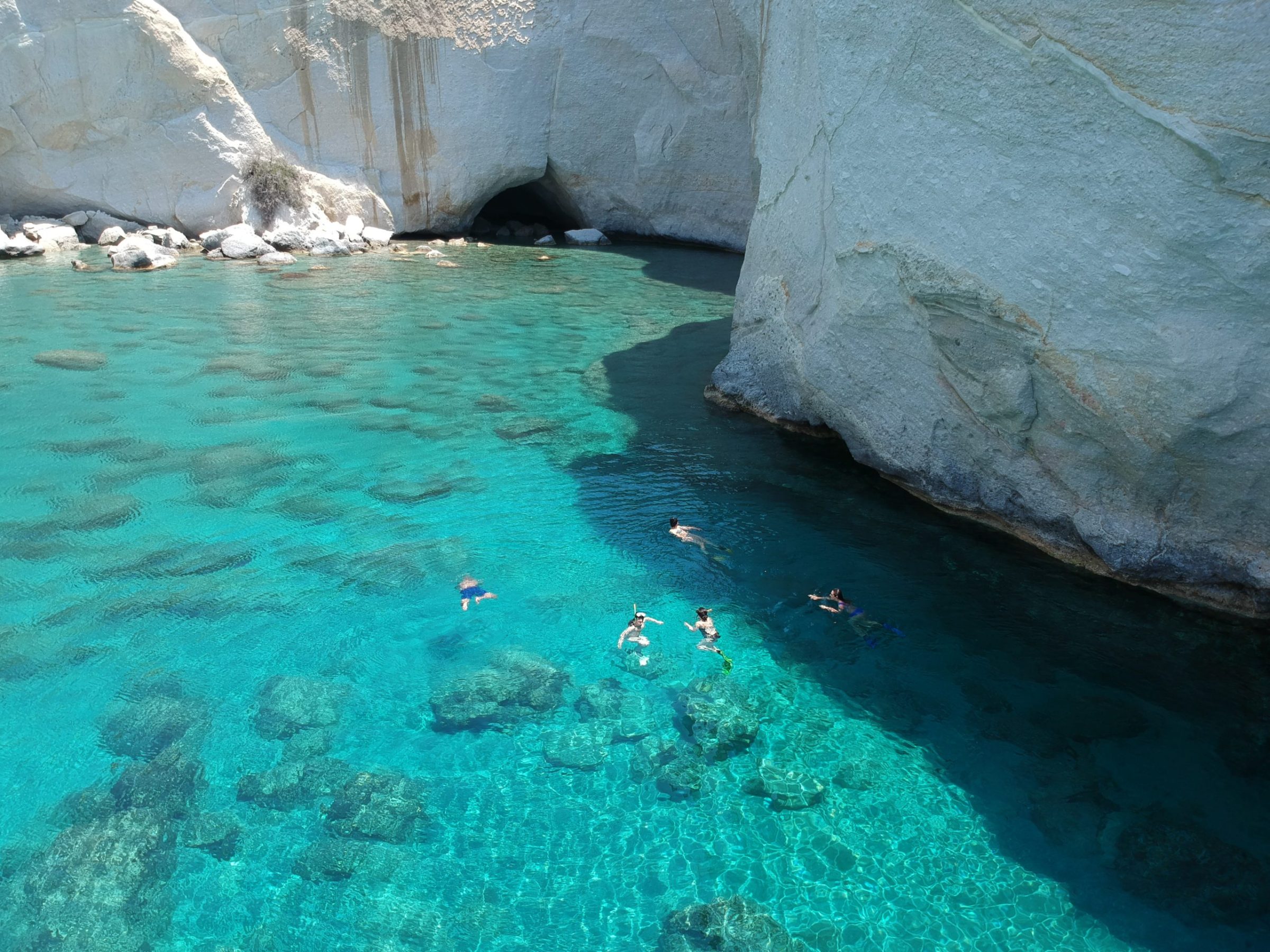 Swimming in crystal clear waters in Kleftiko