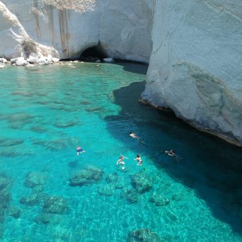 Swimming in crystal clear waters in Kleftiko