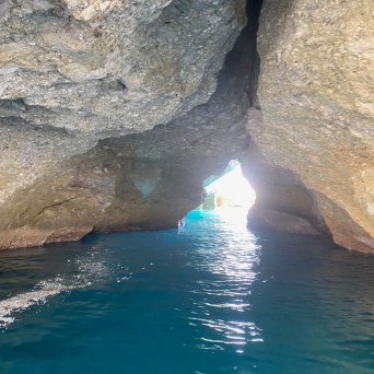 water next to the rock