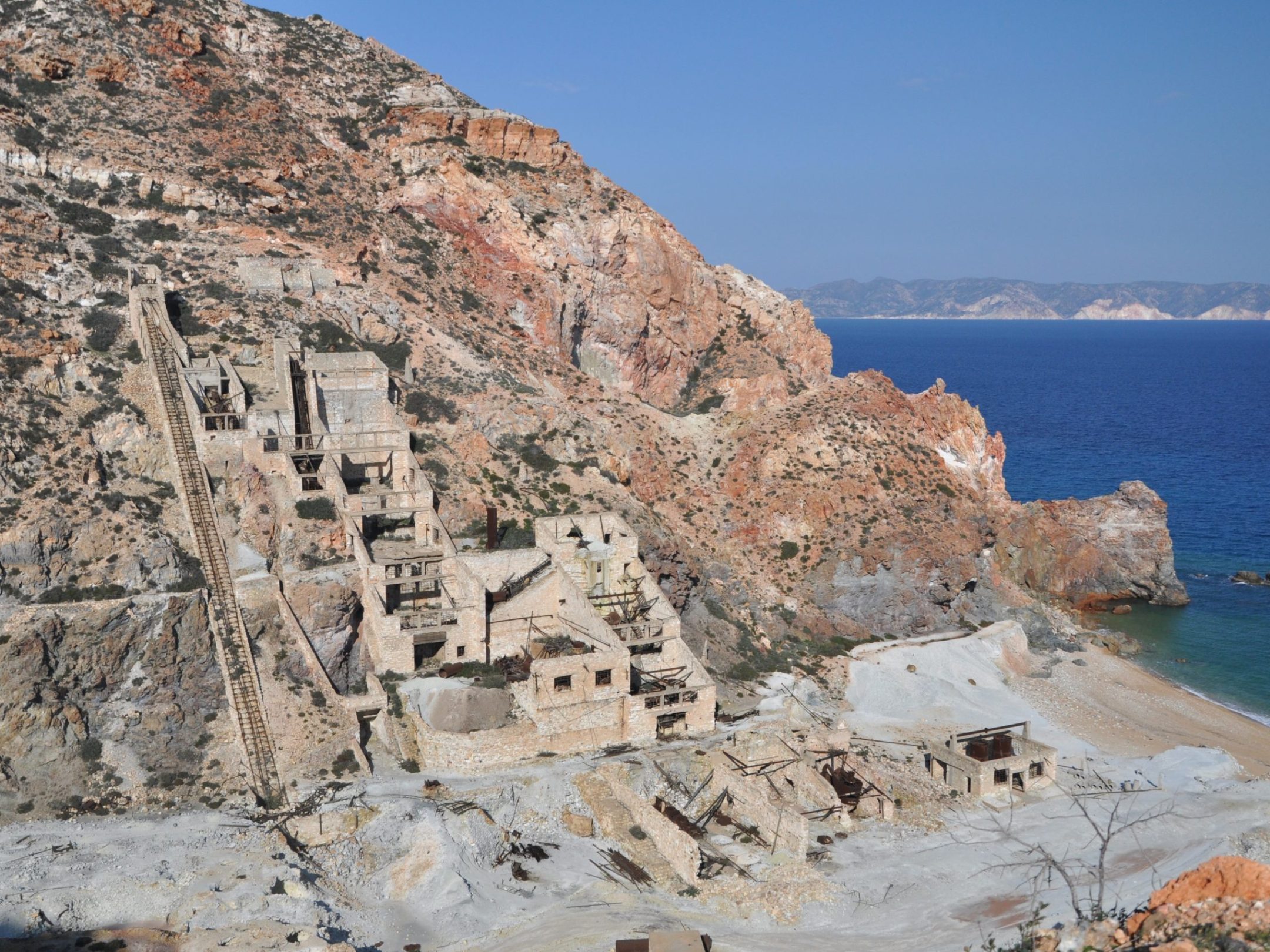 The sulphur mines or Theorychia in southeast Milos